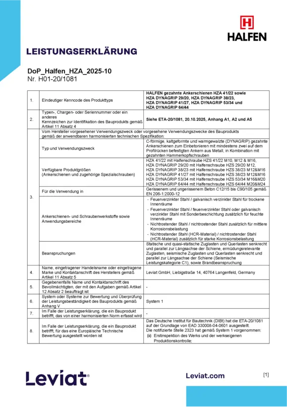 Halfen gezahnte Ankerschienen HZA