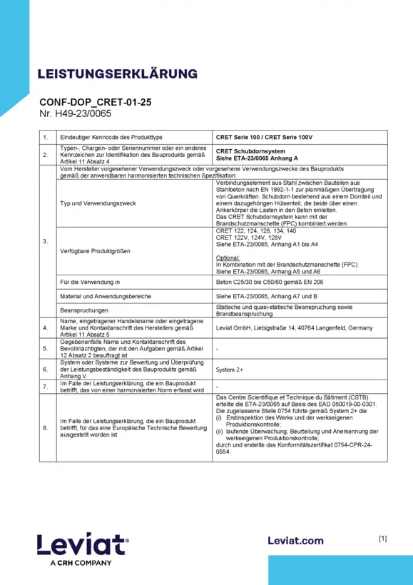 CRET Schubdornsystem