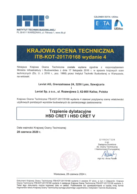 Halfen HSD-CRET - Trzpienie dylatacyjne